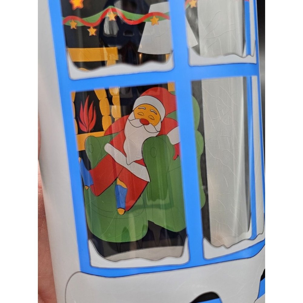 Peek A Boo Window Christmas Scenes Tall Glasses Italy Vintage Set Of 4 Kitschy